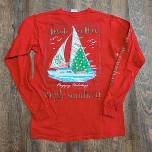 Simply Southern Christmas Nautical shirt, long sleeve, size small